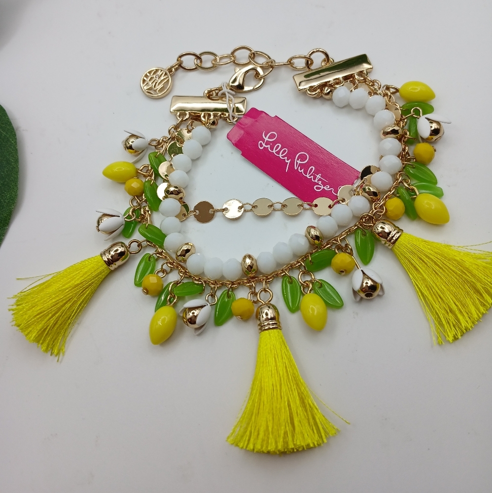 Lilly Pulitzer Lemon Grove Tassel Bracelet NWT
